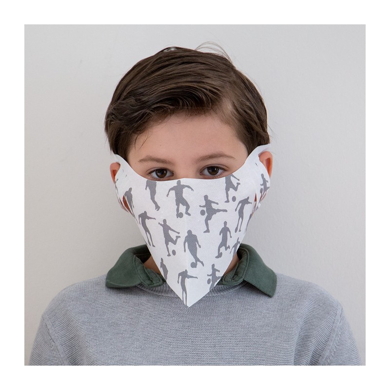 Kinder- Mund- und Nasenmaske / Kindermaske Hanprotec WBF-Kids (Einweg), Fußball schwarz