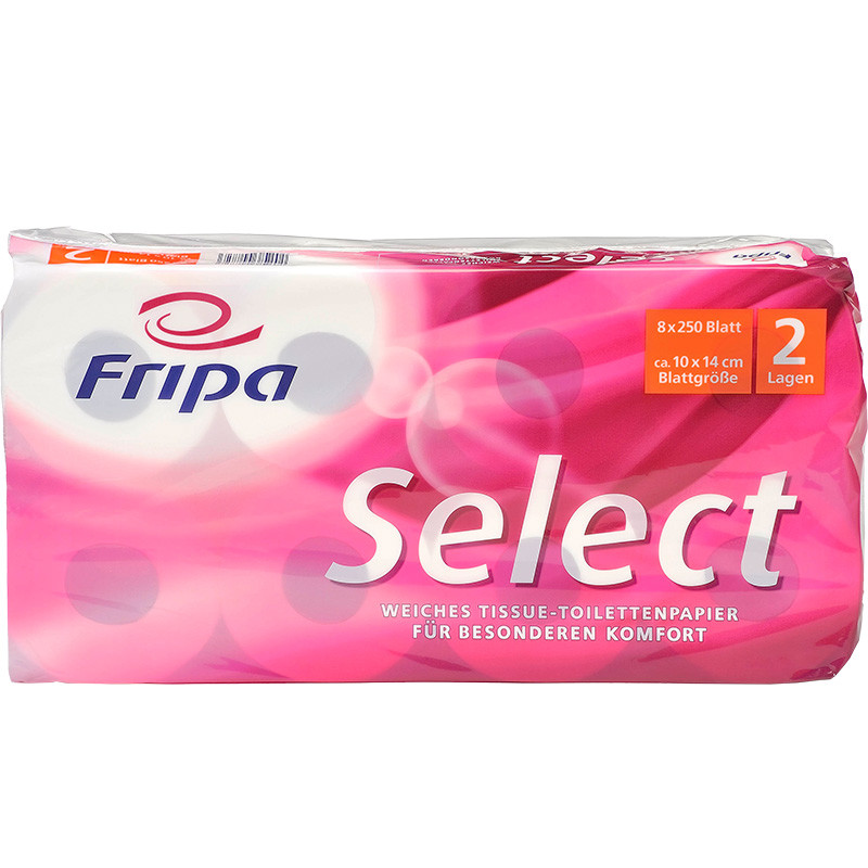 Fripa-Toilettenpapier "Select", 2-lagig, 6 Packungen á 8 Rollen